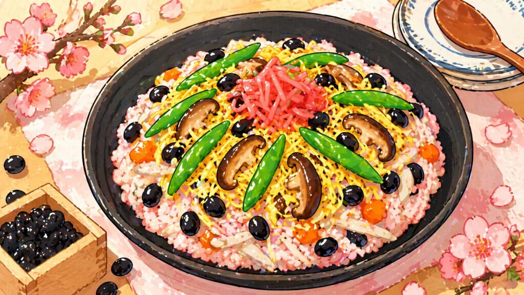 岡山県の郷土料理黒豆入りちらしずし