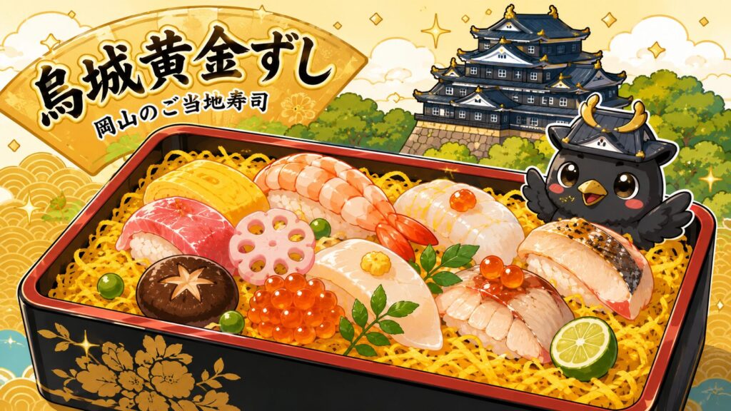 岡山県のご当地グルメ烏城黄金ずし
