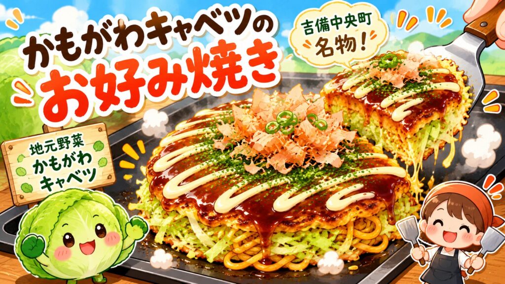 岡山県吉備中央町のご当地グルメかもがわキャベツのお好み焼き