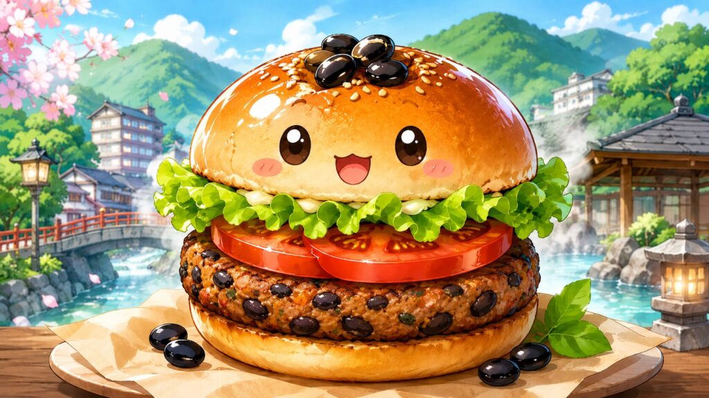 岡山県美作市のご当地グルメみまさか黒豆バーガー